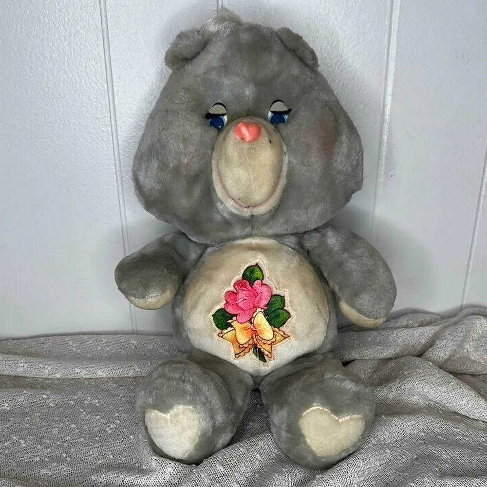 CARE BEARS Grams Bear Vintage 1983 Stuffed 15" Gray - Picture 2 of 8